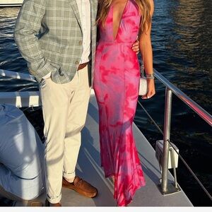 Hello Molly Pink/Lavender/Red print Maxi Dress. SIZE XS. Worn once.